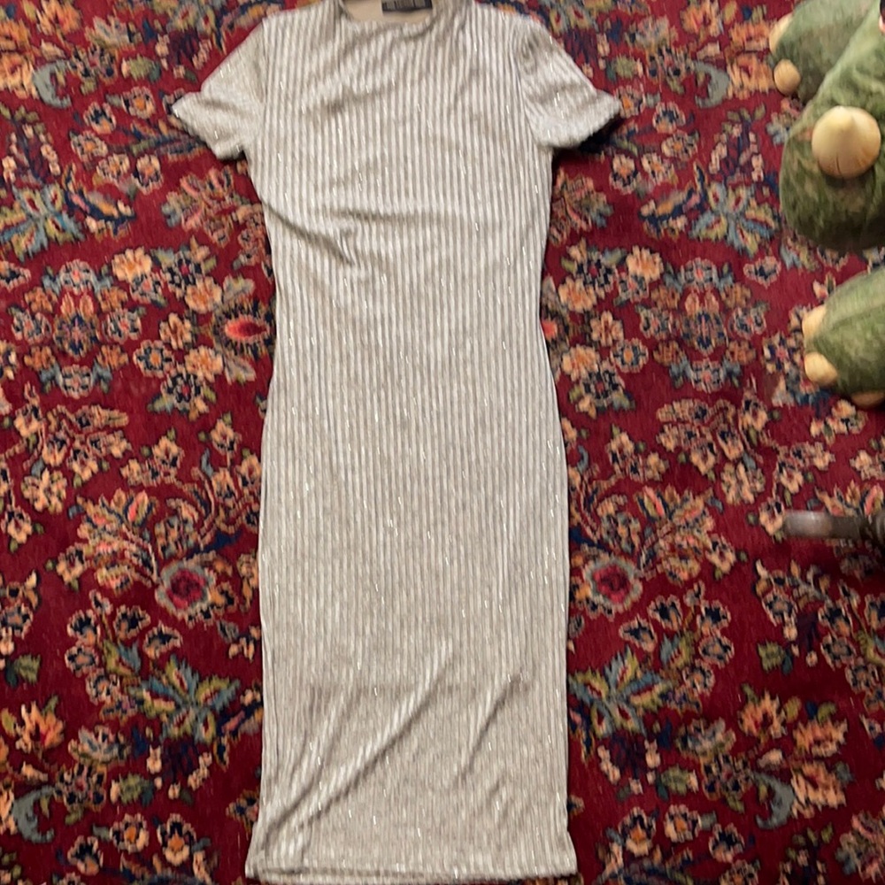 The Vintage Shop tan glitter dress size Small
